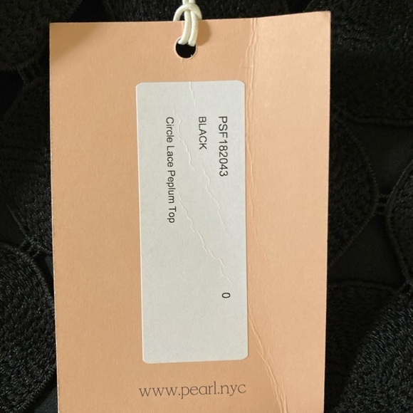 Pearl by Lela Rose Circle Guipure Lace Peplum Black Top NWT Romantic Chic - Picture 6 of 12